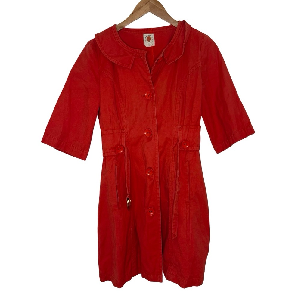 Anthropologie Tulle Cottage Orange Jacket Mid / Short Sleeve Small S